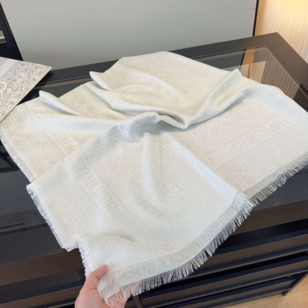 Dior Geometric Jacquard Fringed Square Scarf