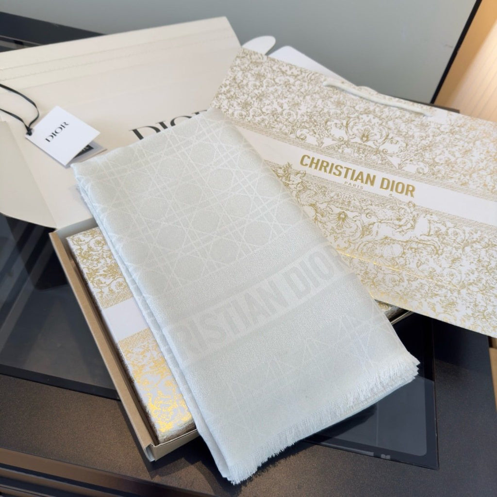 Dior Geometric Jacquard Fringed Square Scarf