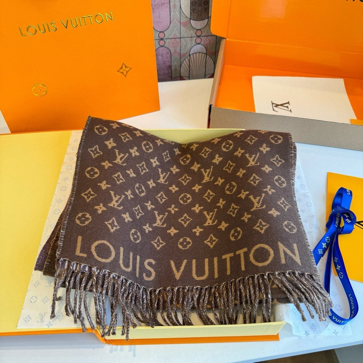 Louis Vuitton Brown Monogram Fringe Scarf