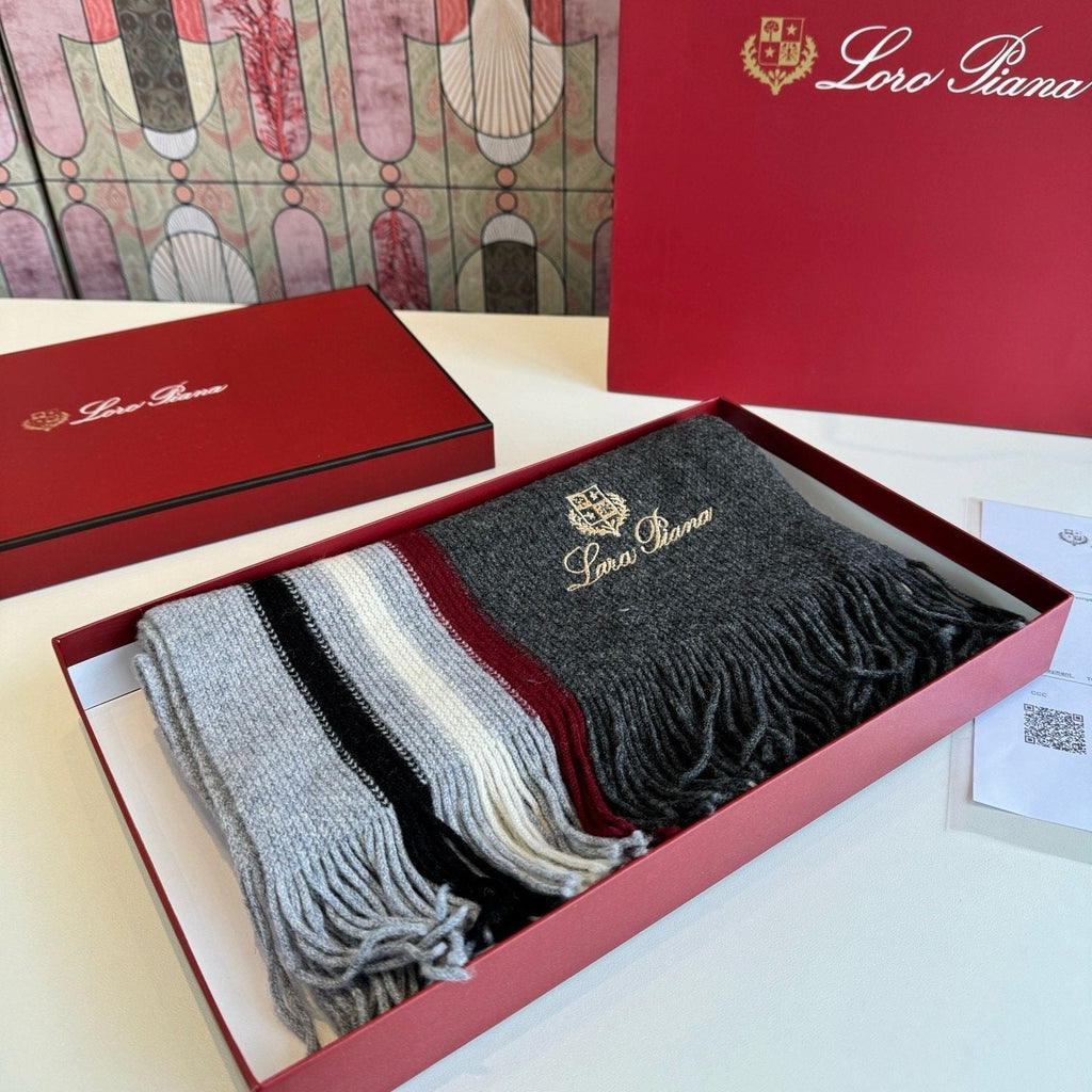 Loro Piana Striped Fringed Scarf