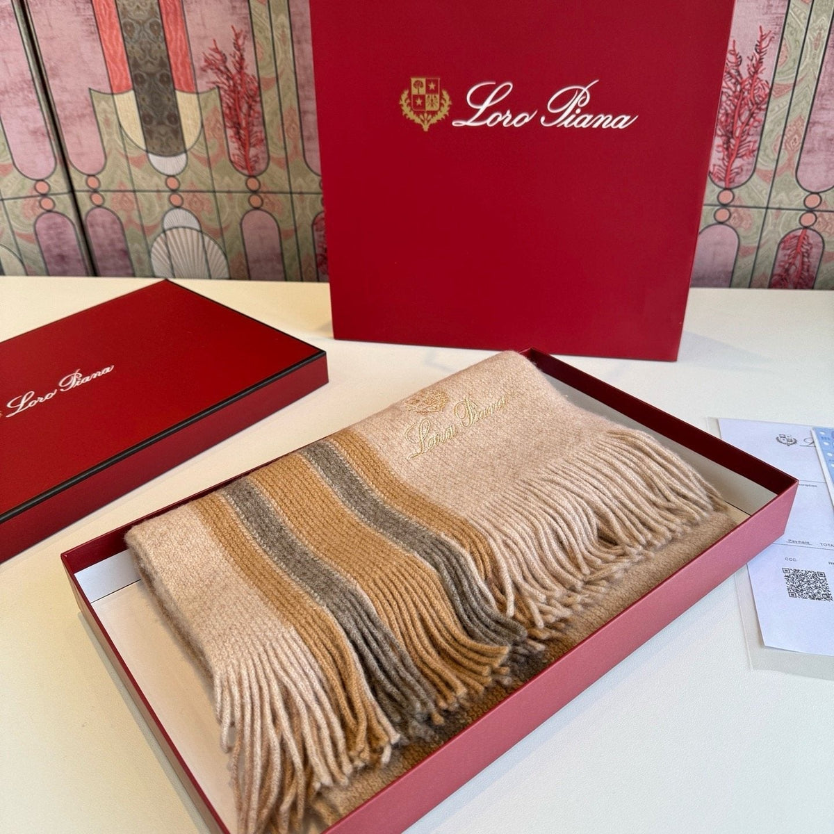 Loro Piana Striped Fringed Scarf