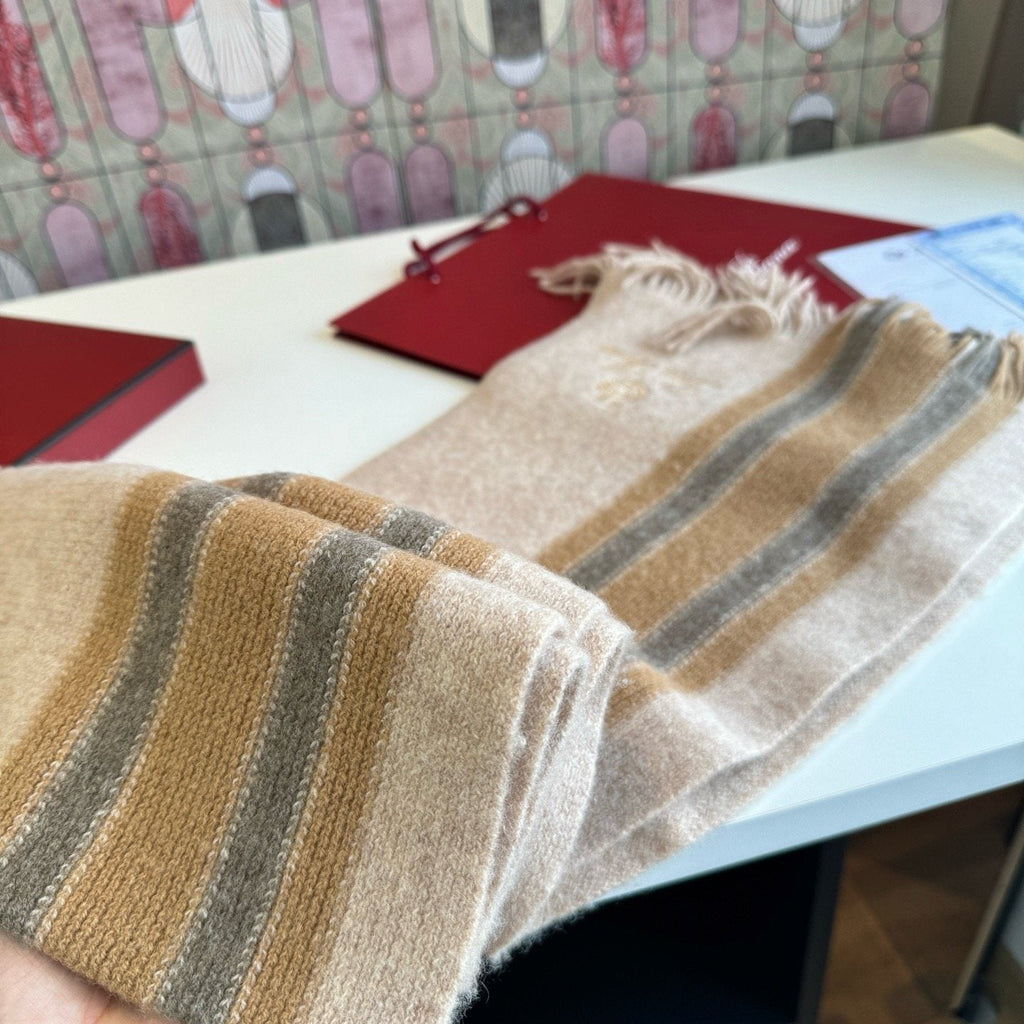Loro Piana Striped Fringed Scarf