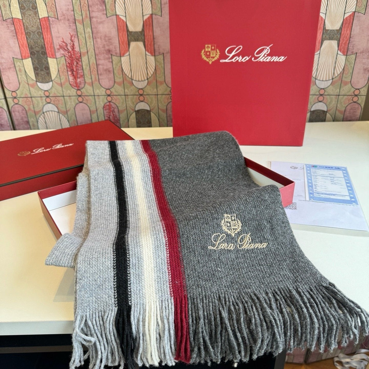 Loro Piana Striped Fringed Scarf