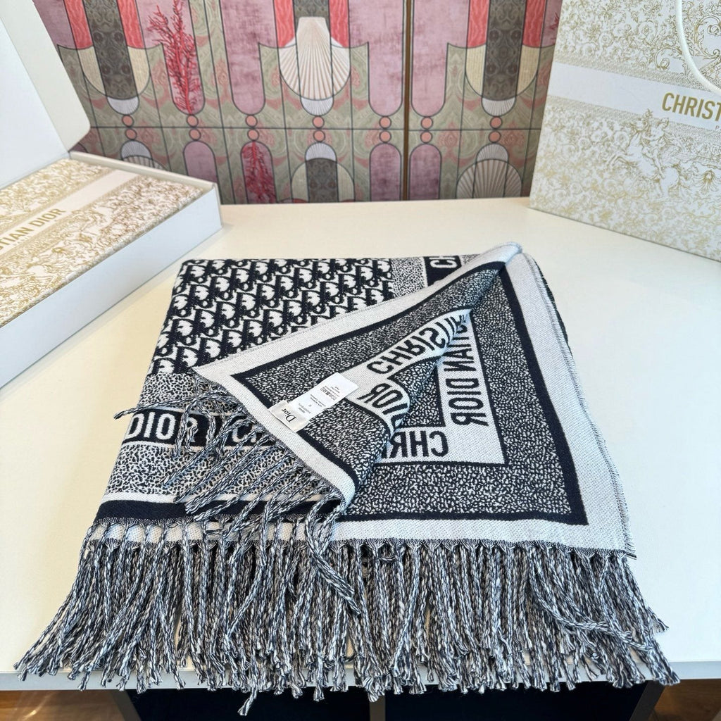 Dior Graphic Fringe Square Scarf