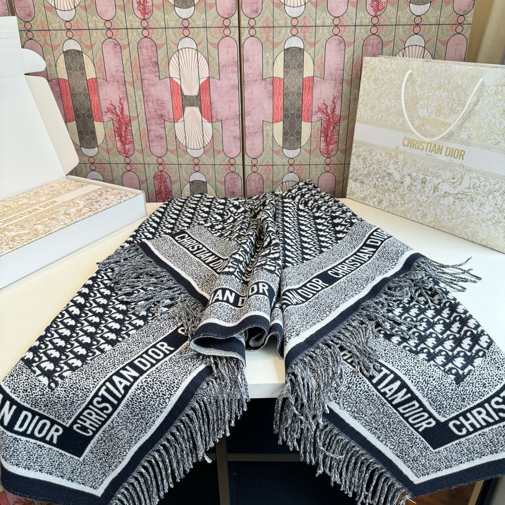 Dior Cashmere-Wool Monogram Square Scarf