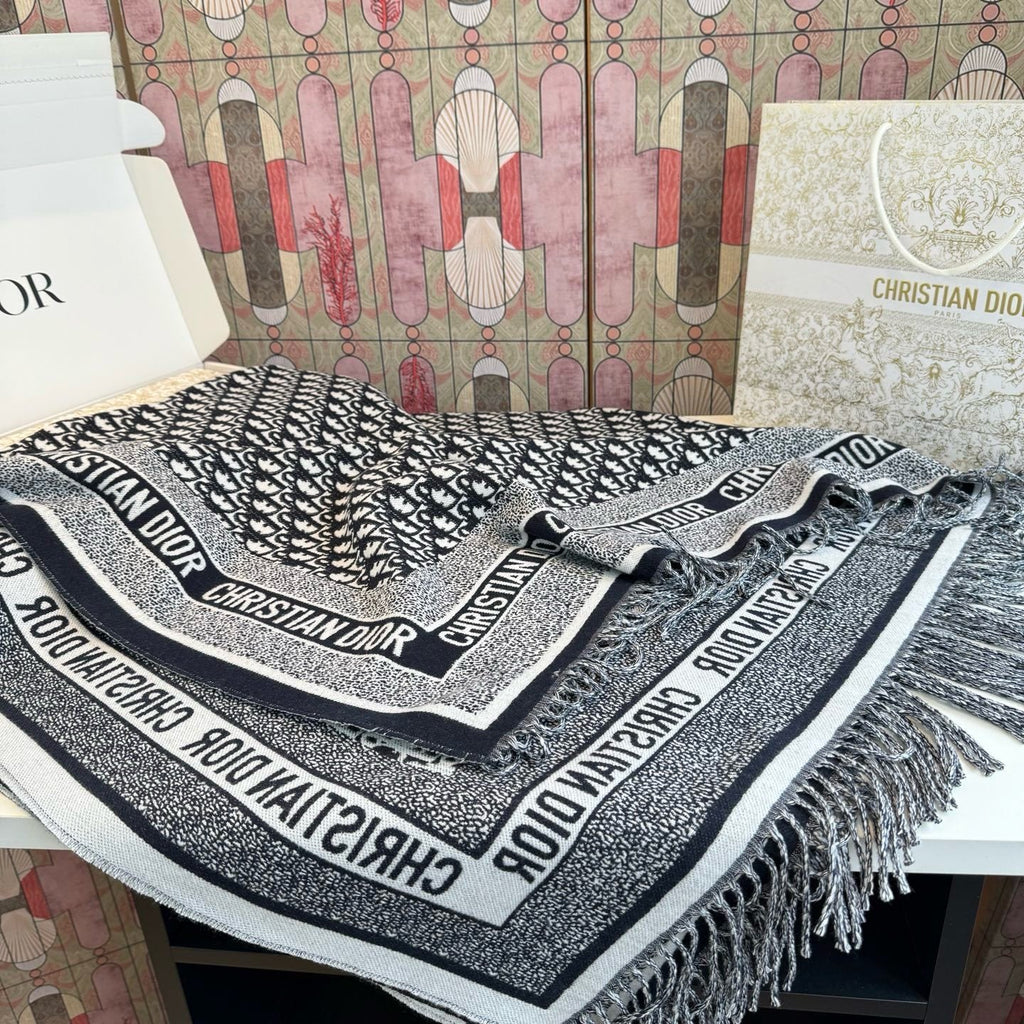 Dior Cashmere-Wool Monogram Square Scarf