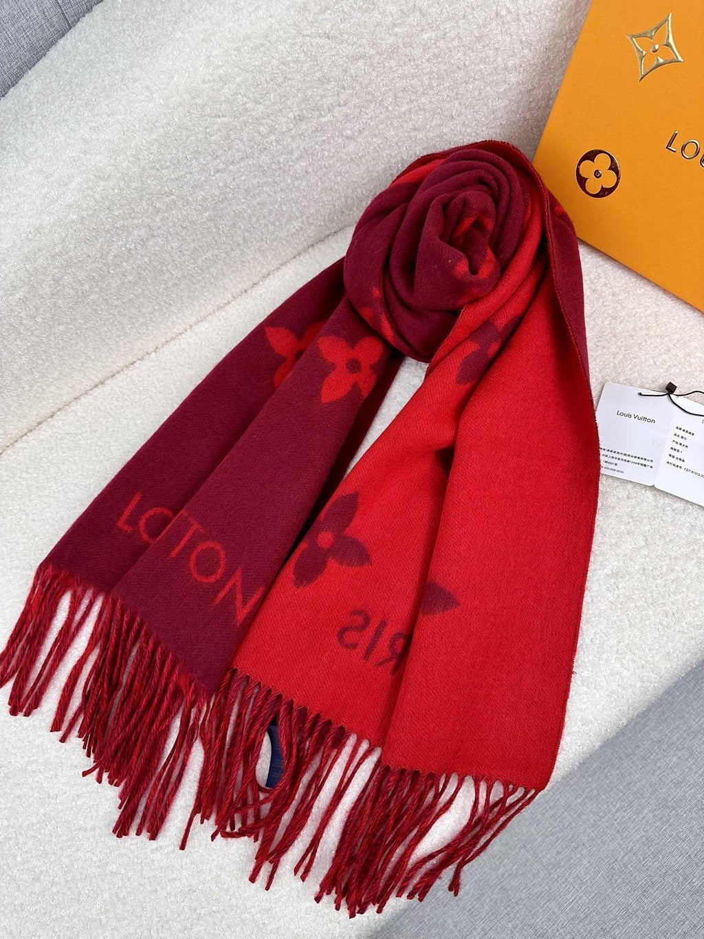 Louis Vuitton Oversized Wordmark Reversible Fringe Scarf