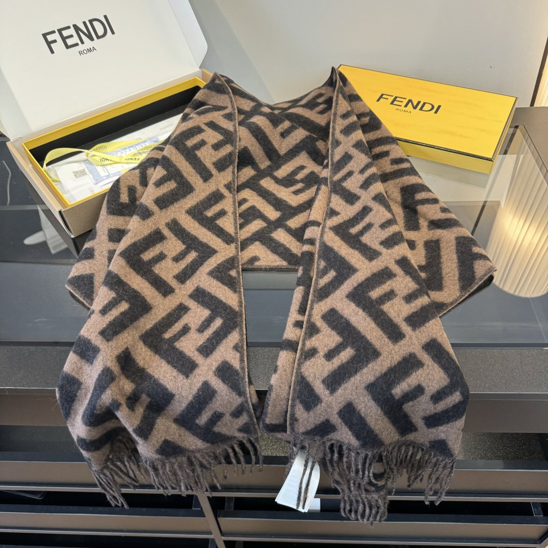Fendi Geometric Fringed Scarf