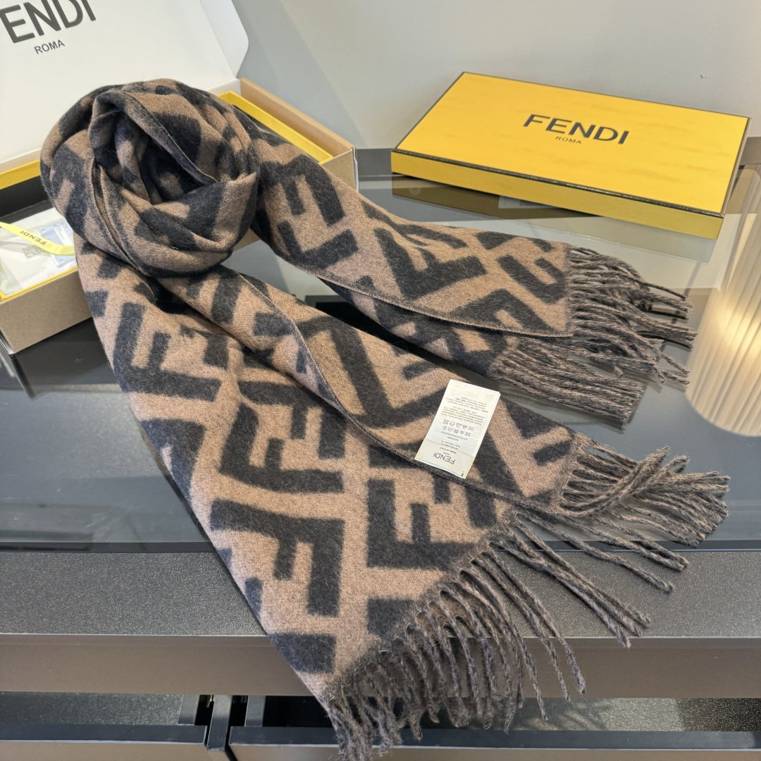 Fendi Geometric Fringed Scarf