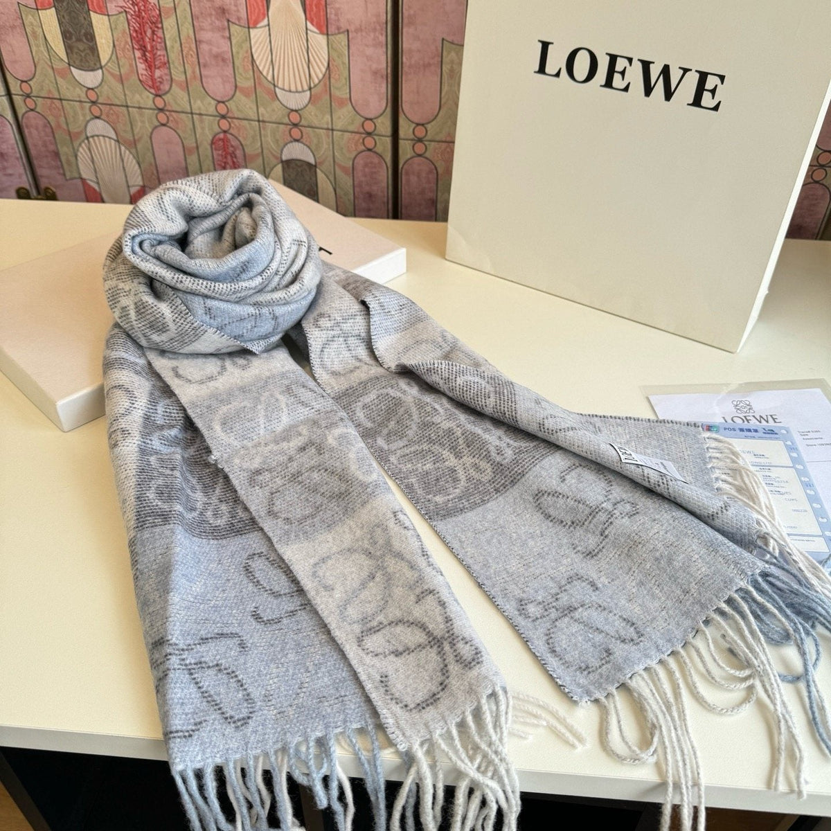 Loewe Fringed Patterned Scarf
