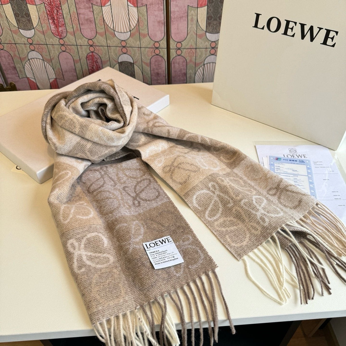 Loewe Fringed Loop-Motif Scarf