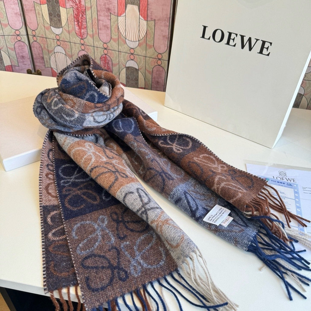 Loewe Fringed Patterned Scarf