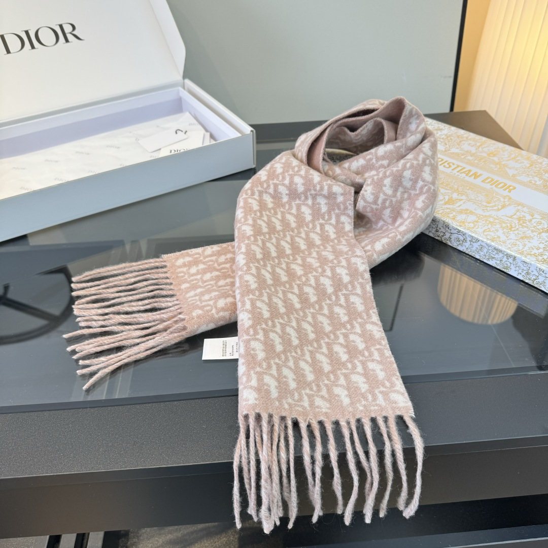Dior Two-Tone Monogram Fringed Scarf
