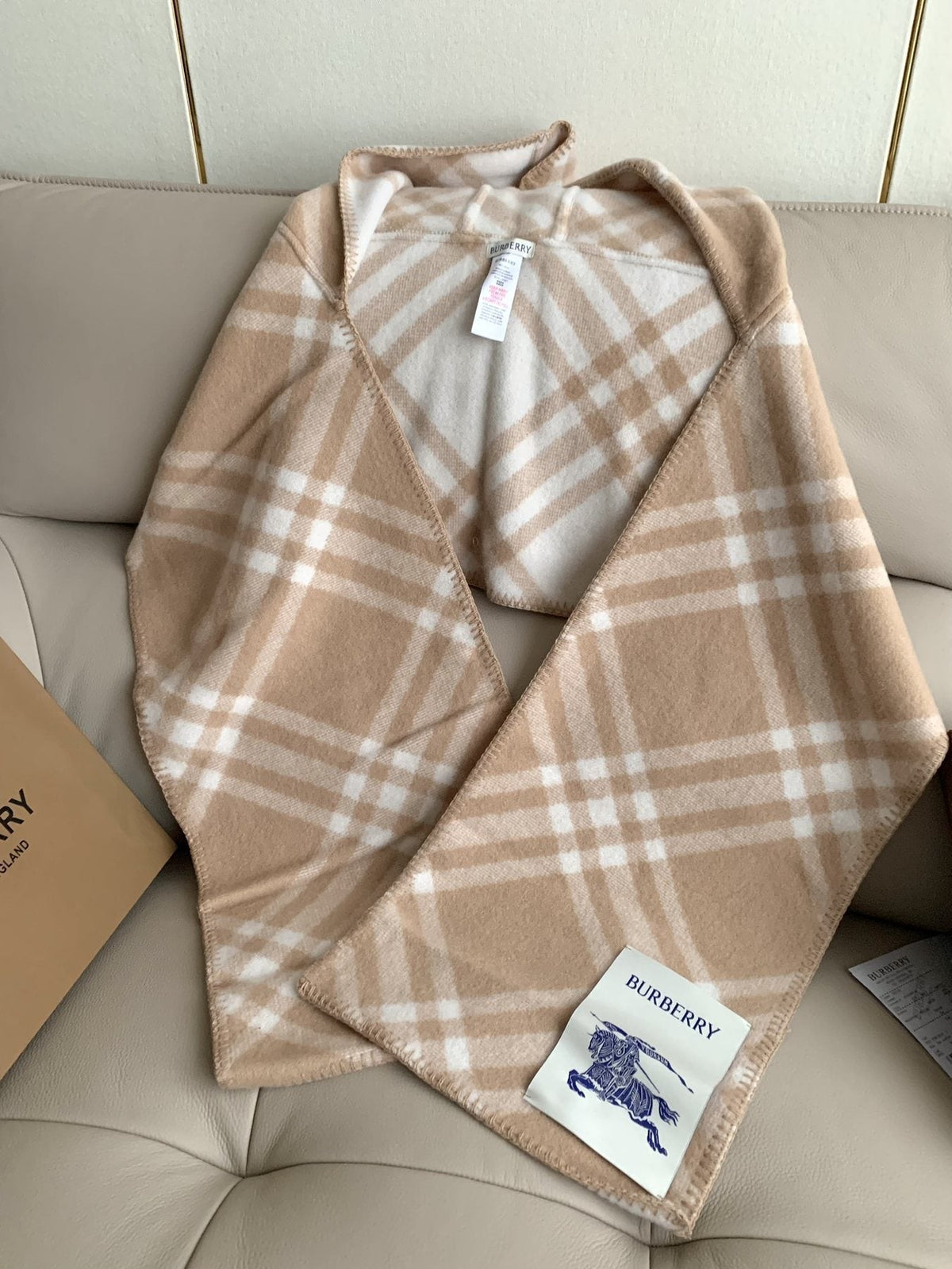 Burberry Hooded Plaid Wrap Scarf - 30 x 180 cm