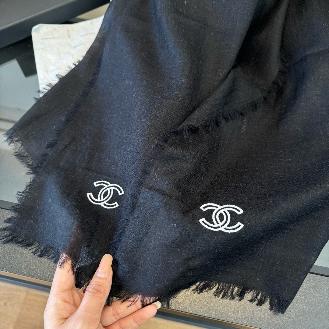 Chanel Fringe-Trim Cashmere Scarf