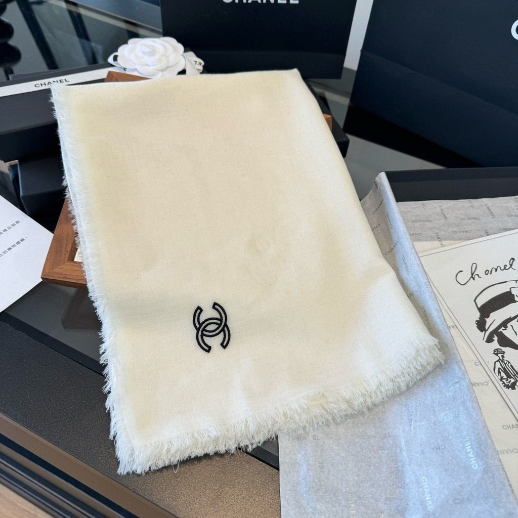 Chanel Fringe-Trim Cashmere Scarf