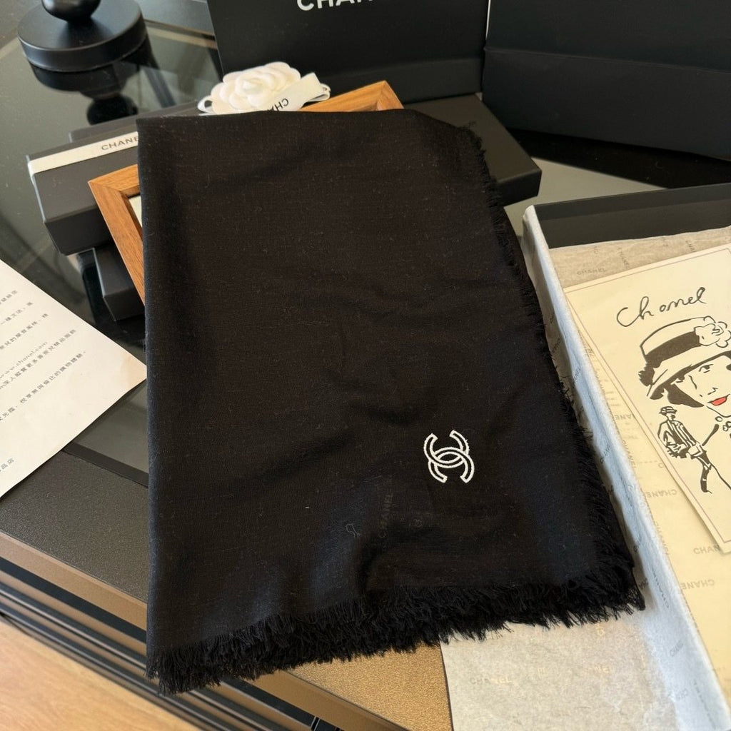 Chanel Fringe-Trim Cashmere Scarf